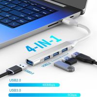 USB 3.0 Hub 4-Port USB Splitter USB2.0 USB3.0 antarmuka tipe-c stasiun Dok dengan kabel panjang untuk Laptop