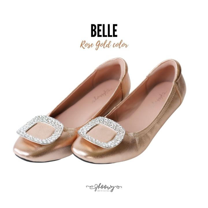 รองเท้าหนังแกะ-รุ่น-belle-rose-gold-color-สีทอง
