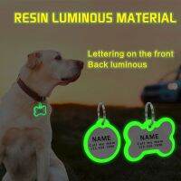 ⊙☬▬ Light Luminous Neck Ring Personalized Engraving Anti-lost Dog ID Tag Customized Cat Collar Resin Luminous Material Night Safety