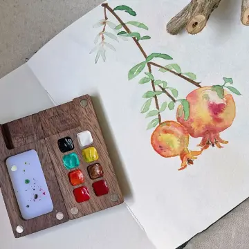 Portable Wooden Handmade Watercolor Paint Box Empty Box Mini Black  Walnut/cherry Paint Palette Painting Supplies