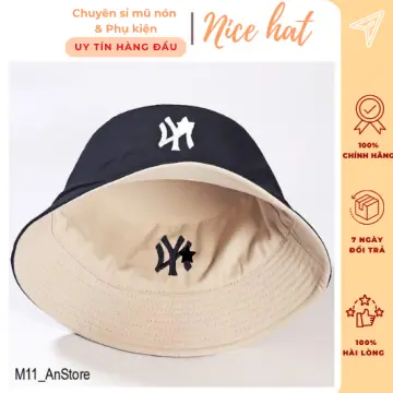 Mũ Bucket vành tròn mũ nữ NY MLB form chuẩn vải Kaki siêu đẹp Ảnh thật   Lazadavn