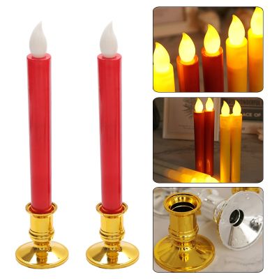 【CW】 2pcs Dinner Decor Candlestick Taper Candle Stick Holders Base Smokeless Lamp Imitation ChristmasDecoration