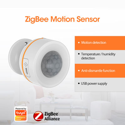 Tuya ZigBee 3.0 PIR Motion Sensor ตรวจจับ5โวลต์1A USB พลังงานอุณหภูมิความชื้นไร้สายสมาร์ทชีวิต App