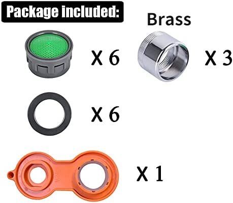 ชุดอุปกรณ์เติมอากาศสำหรับก๊อกน้ำขนาด24มม-ชุดเครื่องเติมอากาศแบบแท่งประหยัดน้ำกรองรางน้ำใช้ในครัว-6ชิ้น-เครื่องเติมอากาศแบบก๊อกน้ำห้องครัว