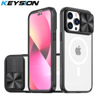 KEYSION เคสชาร์จไร้สายแม่เหล็กสำหรับ iPhone 14 Pro Max 14 Plus,เคสป้องกันกล้องเลื่อนแบบใสสำหรับ iPhone 13 12