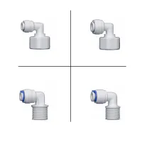 1/2 "เกลียวหญิงชาย-1/4" 3/8 น้ำ RO ข้อศอกที่เหมาะสมที่ต่อสายยาง POM เครื่องกรองน้ำ Reverse Osmosis ชิ้นส่วน