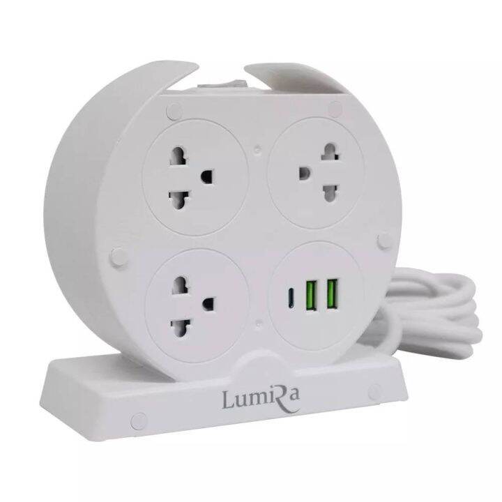 ปลั๊กไฟ-lumira-ลูมิน่า-8-socket-รางปลั๊กไฟ-ป้องกันไฟกระชาก-ไฟตกด้วยอุปกรณ์มาตรฐาน-มี-มอก-ls-025