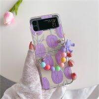 [Phone case]น่ารักเกาหลีลูกอมสีลูกปัดสร้อยข้อมือทิวลิปกรณีใสสำหรับ S Amsung G Alaxy Z พลิก3 4 5กรัม Z Flip3 Zflip3 Zflip4ฝาครอบ