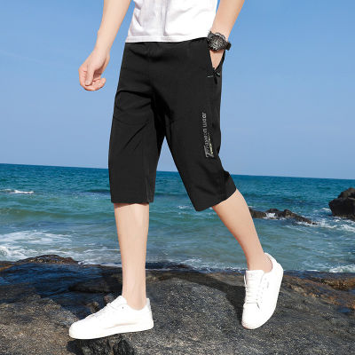 กางเกงคาปรีขาสั้นสำหรับผู้ชายสำหรับฤดูร้อนกางเกงกีฬาลำลองทรงหลวมกางเกงผู้ชายไซส์ใหญ่