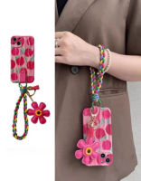 Sunflower Lanyard Case สำหรับ iPhone14promax Rose Red Tulip Case สำหรับ iPhone13 กระเป๋าสะพายสายสะพายสีสันสดใสสำหรับ iPhone12 Promax สามมิติจีบ Case สำหรับ iPhone11