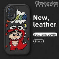 เคส Chenyyyka สำหรับ OPPO เคสโทรศัพท์หนังดีไซน์ใหม่ A72 A92 4G ลายการ์ตูนน่ารักสีเทียน Shin-Chan เคสซิลิโคนนิ่มแบบเรียบง่ายคลุมทั้งหมดป้องกันเลนส์กล้องเคสกันกระแทก