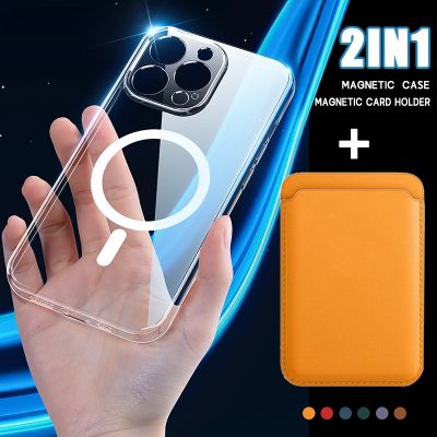 （cold noodles）สำหรับ Magsafe Case สำหรับ iPhone 14 13 12 Mini 11 Pro Max XR X SE2022 Macsafe แม่เหล็กหนังกระเป๋าสตางค์ผู้ถือบัตรล้างปกหลัง