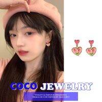 COCOJEWELRY ต่างหูหัวใจแฟชั่นสตรี,ต่างหูสวมศีรษะดีไซน์แบบช่องสไตล์เกาหลีสำหรับต้นฤดูใบไม้ผลิ