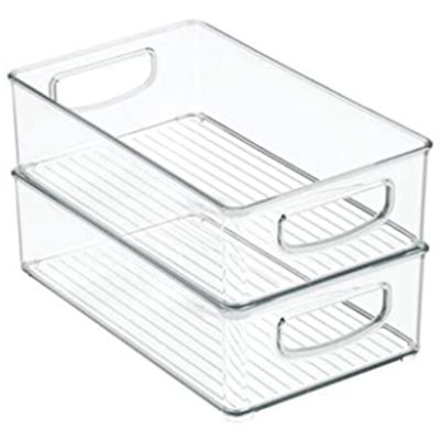 Plastic Kitchen Pantry, Cabinet, Refrigerator Food Storage Organizer Bin Basket with Handles-Organizer for Fruit