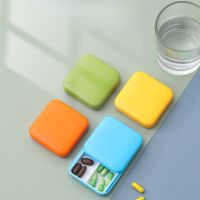 Portable Push-Pull Pill Box Square Pill Cases Traval Mini Two-Compartment Plastic Tablet Holder Container Dust-Proof Storage Box Medicine  First Aid S