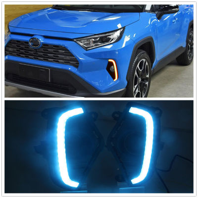 อะไหล่รถยนต์สำหรับ Toyota RAV4 2019-2022ไฟ LED ไฟวิ่งกลางวัน DRL สามสีฝาปิดช่องรับอากาศเข้ากันชนหน้ารถสัญญาณวันหลอดไฟไฟตัดหมอก87Tixgportz