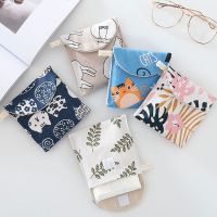 Cartoon Storage Bag Sanitary Pad Pouch Cotton Linen Printed Cute Fresh Packaging Handbag Girl Portable Aunt Towel Jewelry Bag