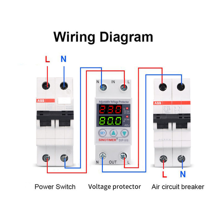 sinotimer-63a-ตัวบาลาสไฟฟ้า-ป้องกันไฟตกไฟเกิน-มาต่ำหรือสูงไปจากค่าที่ตั้งค่าไว้-ระบบจะตัดแล้วทำงานใหม่-ป้องกันอุปกรณ์ไฟฟ้าเสียหาย-แท้