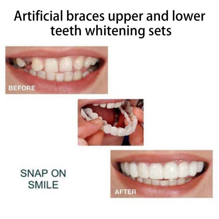 1pair Silicone Fake Teeth Upper False Fake Tooth Cover Snap On