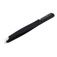 Fashion model shop Eyebrow Tweezer with Eyebrow Brush Comb Stainless Steel Eyelashes Extension Tweezers