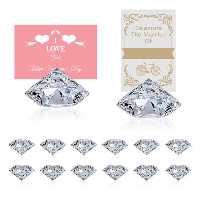 【CW】10pcs Diamond Acrylic Table Place Card Holder Crystal Number Name Card Stand Photo Clip for Wedding Anniversary Party Decoration
