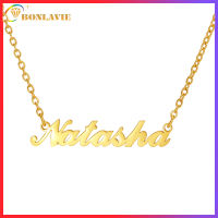 BONLAVIE【Name Custom Necklace】18k Gold Plated Stainless Steel Personalized Letter Pendant Clavicle Chain Men Women Creative Necklace