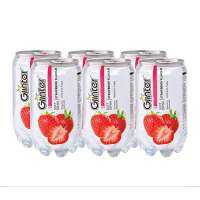 กลินเตอร์ เครื่องดื่มอัดลม กลิ่นสตรอว์เบอร์รี 350 มล. x 6 กระป๋อง - Glinter Sparkling Soft Drink Strawberry Flavour 350 ml x 6 Cans