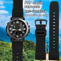 ♠Tali Jam Tangan Karet 24มม. สำหรับ Casio PRW-6600 PRG-600/600Y PRG-650/650Y สายรัดข้อมือ PRW-6600 GA2000สปอร์ตซิลิโคนผู้ชายสร้อยข้อมือกันน้ำ