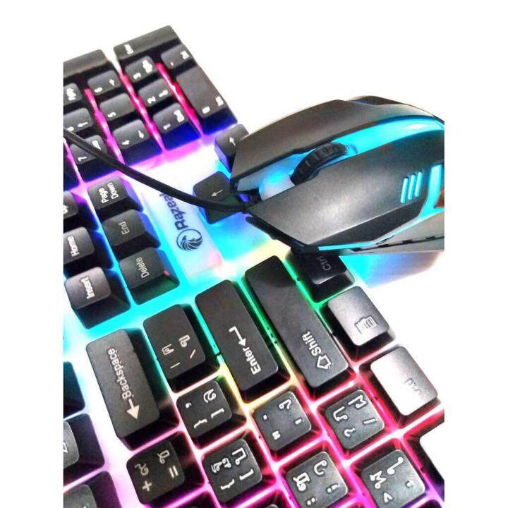 razeakราคาเบาๆ-keyboard-mouse-มีไฟรุ้งสวยๆเสียบใช้งานได้ทันที-ของแท้-combo-rkm-101-ฟรีแผ่นรองเม้าส์np-001