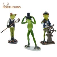 NORTHEUINS Resin Frog Statues Novel Animal Figurines Art Decor Collection Model Ornament Home Living Room Desktop Decorations