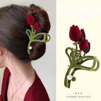 New Elegant Rose Tulip Hair Clip Hair Claw for Women Elegant Fashion Shark Clip Ladies Ponytail Hair Accessories Headdress