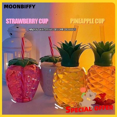 500ml Summer Cute Fruit Shape Strawberry Pineapple Water Cup Cartoon Straw Water Bottle Fruit Shape Portable Kids/Girl/Adult