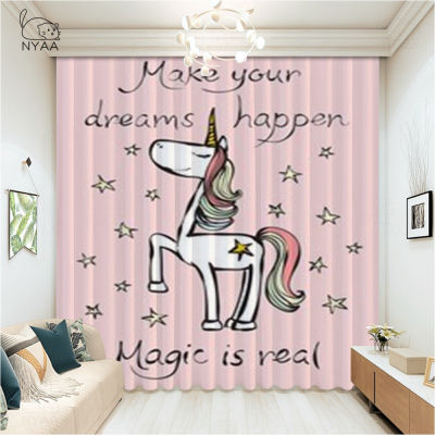 Cute Stylish Boho Unicorns Design Short Curtains For Kitchen Windows Curtains For Bathroom Window Mixed Child Room Curtain