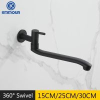 Black Single Cold Mop Faucet 30CM/25CM/15CM Longer Faucet Spout Wall Mounted Basin Faucet Kitchen Sink Tap Kmmoun