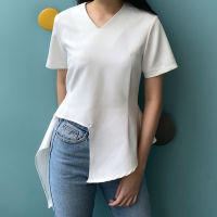 define_studio  Define Short Sleeves Blouse 001 in  White เสื้อเบลาส์ผู้หญิงแขนสั้น สีขาว