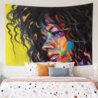 Laeacco Abstract Oil Painting Tapestries Color Artistic Portrait Cars Wall Hanging Home Wall Psychedelic Decor Yoga Mat