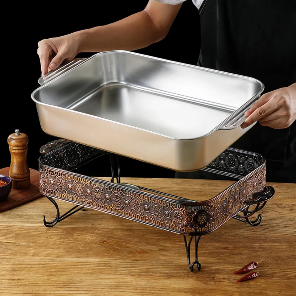 Stainless Steel Fish Deep Baking Tray with Handles Durable