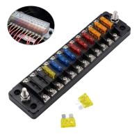 Car Plastic Fuse Box 12 Ways Flame Retardant Fuse Holder With Double Fuses For Auto Car Boat Marine Trike Fuses Accessories