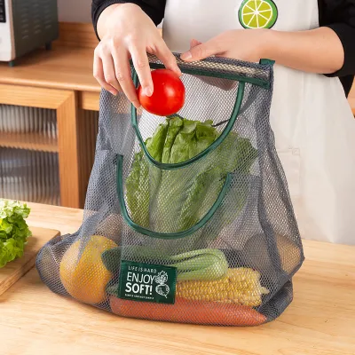 Sturdy Kitchen Storage Expandable Storage Solution Movable Mesh Bag Odorless Garbage Bag Transparent Storage Bag