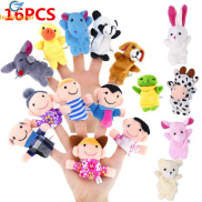 LeadingStar Fast Delivery 16pcs Cartoon Animal Plush Finger Puppets Set