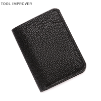 TOOL IMPROVER กระเป๋าสตางค์แฟชั่นสำหรับผู้ชายแบบนิ่มกระเป๋าใส่เหรียญขนาดเล็กลายลิ้นจี่หนัง PU กระเป๋าใส่บัตรใบขับขี่