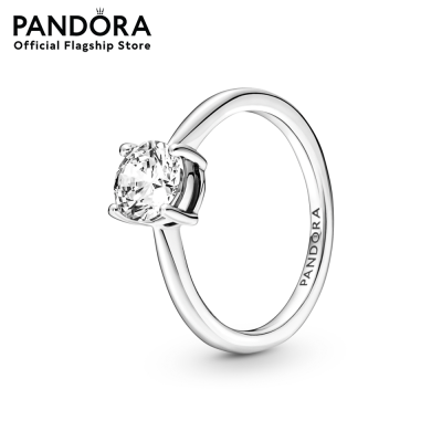 Pandora Sterling silver ring with clear cubic zirconia เครื่องประดับ แหวน แหวนเงิน สีเงิน แหวนสีเงิน แหวนแพนดอร่า แพนดอร่า