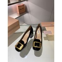 【Black classic】MiuMiuˉcounter upgraded version of the new square head thick heel square buckle Mary Jane single shoes really big leather sole Heels: 7cm size: 34-40