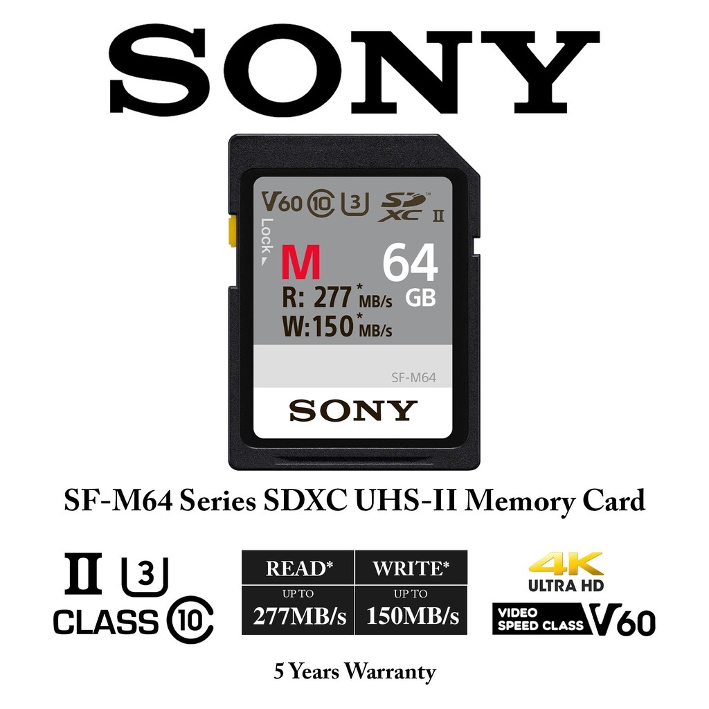 SONY 32GB SF-M Series SDHC Memory Card UHS-II U3 Class 10 260MB/s SF-M32/T 