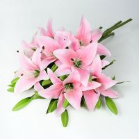 1/2Branch Simulation Lily Fake Flower Real Touch Artificial Lily for Home Wedding Decoration Bridal Flower Bouquet Party Decor Artificial Flowers  Pla