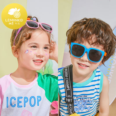 Lemonkid แว่นกันแดดเด็ก แว่นตาป้องกันรังสีเด็ก แว่นตากันแดดทรงสี่เหลี่ยมจัตุรัส แว่นตากันแดดปกป้องแสง UV สำหรับเด็กผู้ชาย และเด็กผู้หญิง LK2220204