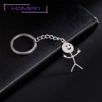 1PCS Teamer Funny Fxxk You Middle Finger Stickman Keychain 2023 Cute Trend School Bag Car Key Pendant Couple Trinket Gift Keyrin