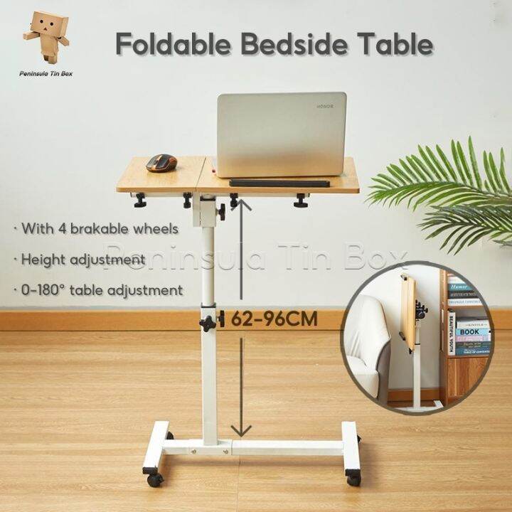 Rolling Laptop Table Lap Desk for Laptop with Wheels Adjustable Laptop Stand Sofa Side Table COD