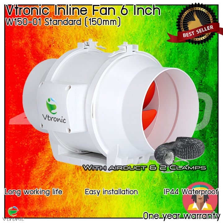 vtronic-w150-01-exhaust-inline-duct-fan-6-550-cfm-speed-with-150mm-diameter-air-duct-2-meters-length