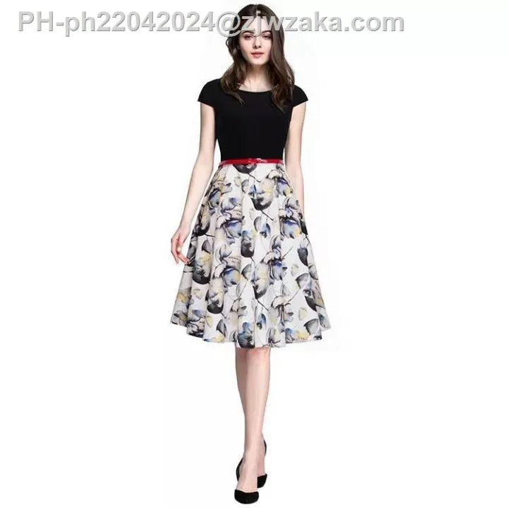 formal dress for graduation day Formal and printed dress with red belt